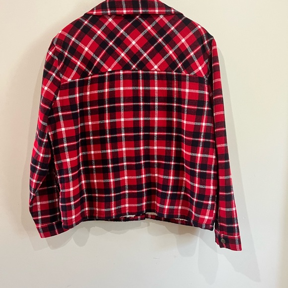 Lucky Brand Sherpa Lined Red and Blue Plaid Flannel - Picture 5 of 8